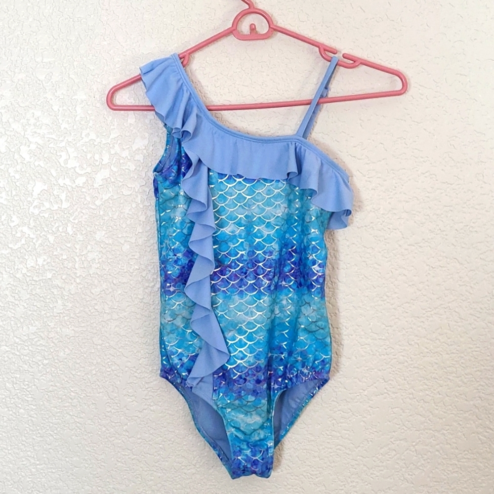 Justice mermaid swimsuit, 8, EUC